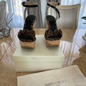 Jimmy Choo wedge sandals animal print